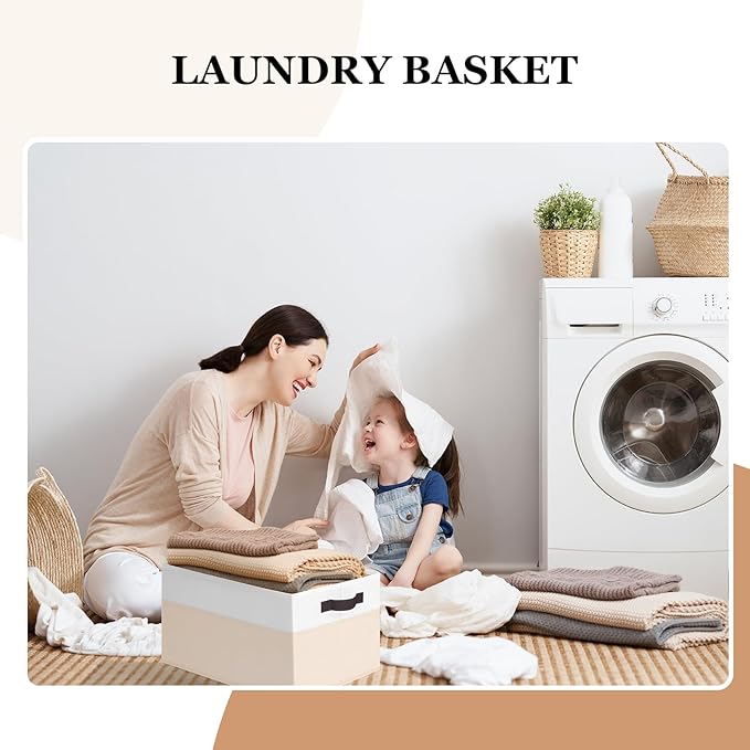 Criusia 8 Pack Large Storage Basket, Fabric Blanket Basket Living Room, Toy Organizers and Storage with Handles for Kids, Laundry Basket for Clothes Towel, Yarn and Craft Storage Bins (14L*10W*9.5H)-NeatNest