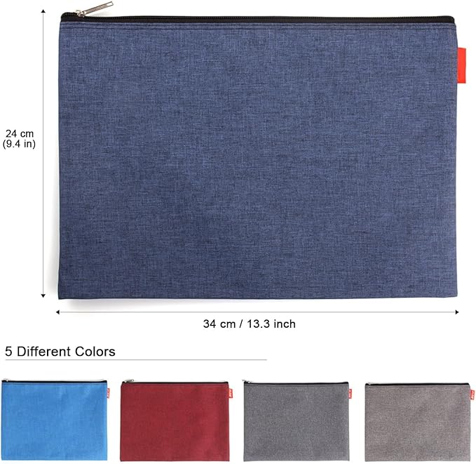 5 Pack Canvas Zipper Tool Bag Set, 13.3" x 9.4" 14oz Heavy Duty Waterproof Multipurpose Utility Multi Tool Storage Pouch Case for Organizing and Sorting Household Tools, Spare Parts (5 Colors)-NeatNest