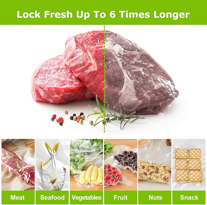 Bonsenkitchen Vacuum Sealer Bags Rolls, 11in x 50ft & 8in x 50ft Durable Food Sealer Bags, Commercial Grade, Heavy Duty, BPA Free, Seal a Meal, Great for Food Storage & Sous Vide Cooking, VB25-NeatNest