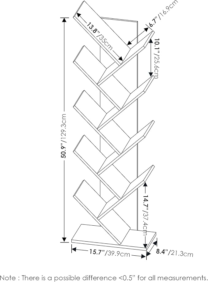 Furinno Bookshelf 9-Tier Floor Standing Tree Bookcase, Espresso-NeatNest
