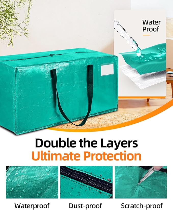 12 Pack Extra Large Moving Bags, Heavy Duty Packing Bags with Zippers and Handles for Space Saving, Clothes Storage, College Essentials, Travel, Tiff-Blue