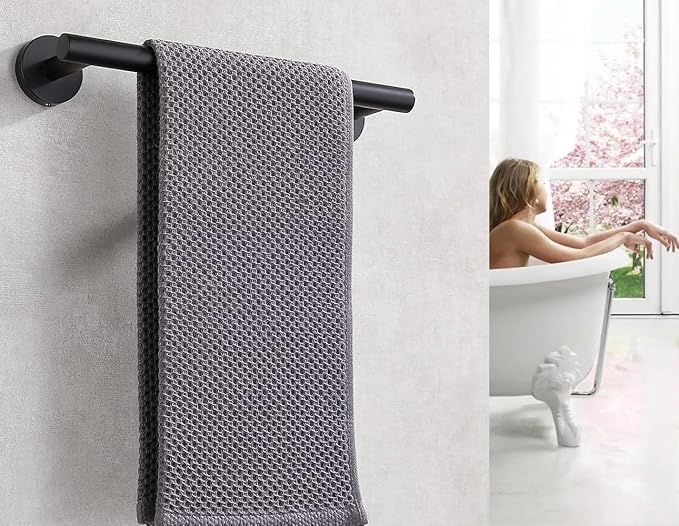 12 Inch Towel Bar for Bathroom 9/12/16/24/28/33 Inch Kitchen Hand Towel Holder Matted Black SUS304 Stainless Steel RUSTPROOF Wall Mount Towel Rod(1, Matted Black, 12 Inch)