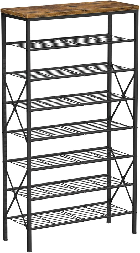 8 Tiers Tall Shoe Rack Organizer, Large Capacity Shoe Rack Holds 32 Pairs of Shoes, Durable and Stable, Adjustable Metal Shelf Stackable Shoe Shelf for Entryway, Hallway, Living Room, Closet-NeatNest