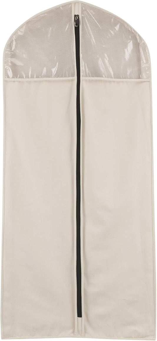 Household Essentials 3392-1 Cedarline Collection Hanging Garment Bag | Dress and Suit Protector | Natural Cotton Canvas,Off-White-NeatNest