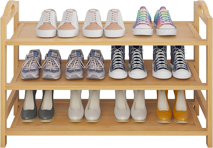 UDEAR Bamboo Shoe Rack 3-Tier Shoe Storage Organizer Entryway Shoe Shelf-NeatNest