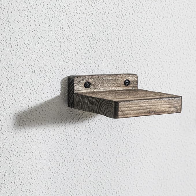 Freezing point Small Floating Shelves for Wall Set of 2 Natural Wood 4Inch Mini Wall Shelf Decor Plant Display Collectibles Mounted Kitchen Bathroom Bedroom Corner Decorative Storage Tiny Stand Brown-NeatNest