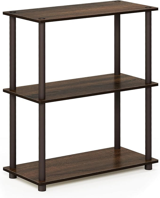 Furinno Turn-N-Tube 3-Tier Compact Multipurpose Shelf Display Rack, Walnut/Brown-NeatNest