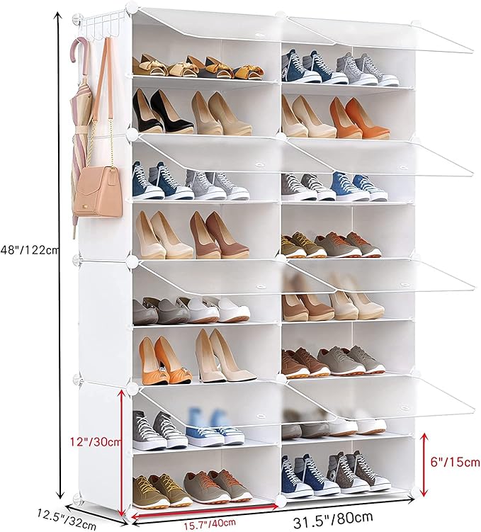 Shoe Storage,32 Pairs Shoe Rack Organizer for Closet Shoe Cabinet with Door Shoe Shelves for Closet,Entryway,Hallway,Bedroom-NeatNest