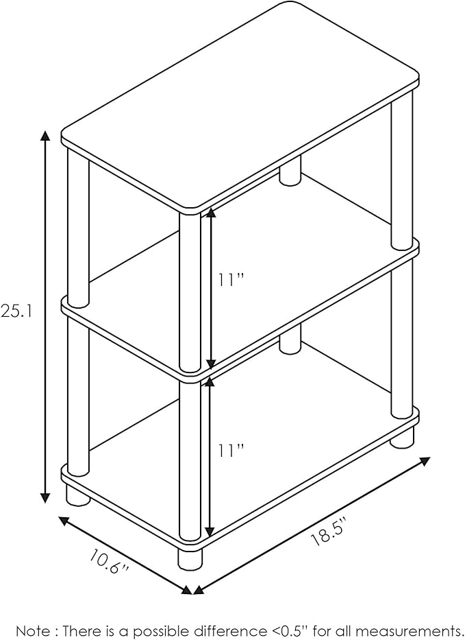 Furinno Turn-N-Tube No Tool 3-Tier Storage Shelf, Narrow, Espresso/Black-NeatNest