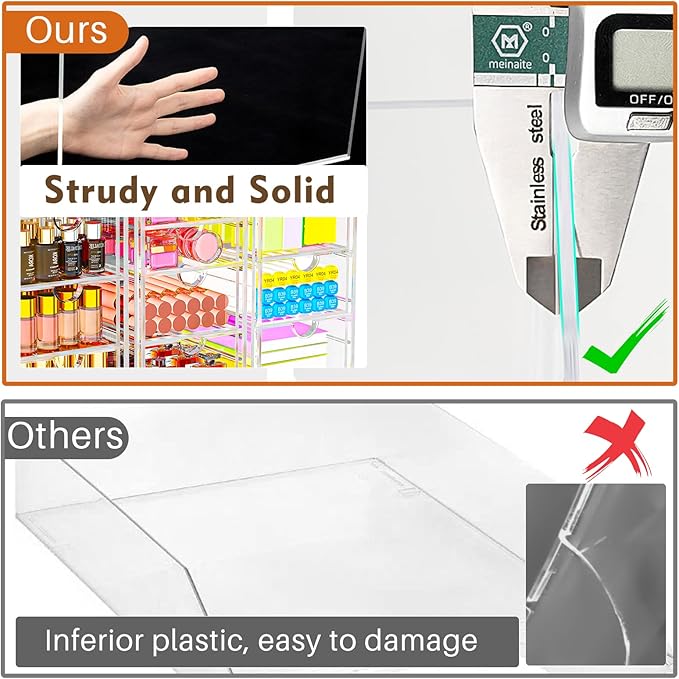 Acrylic Desk Organizers And Accessories With 13 Drawers, Office Desktop Drawers, Plastic Makeup Organizer Containers Bins With Drawers Desk Organization, Bathroom Organizers Storage Case Box Cube-NeatNest