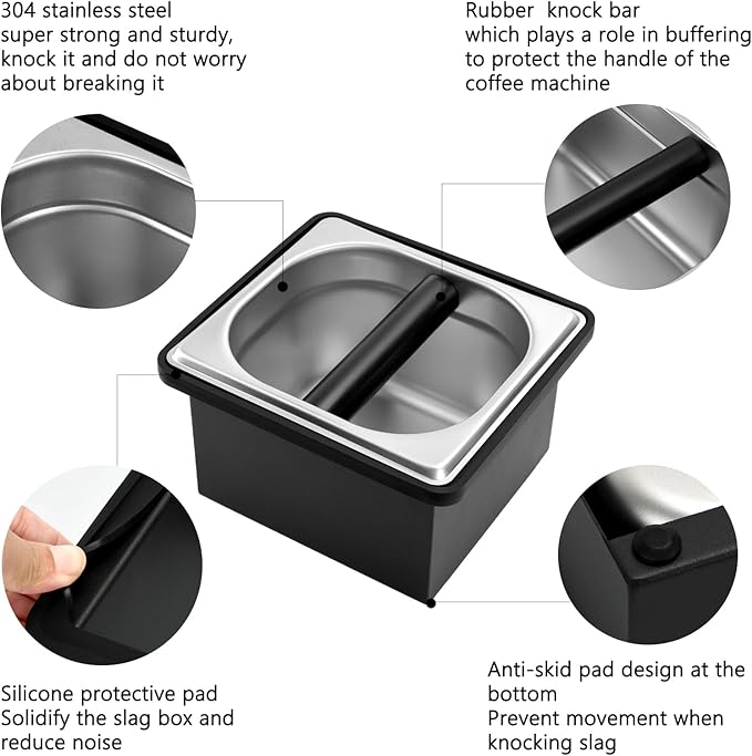 Espresso Knock Box, Stainless Steel Coffee Knock Box Large Capacity Coffee Pucks Container Espresso Machine Tool for Coffee Ground (Small)-NeatNest