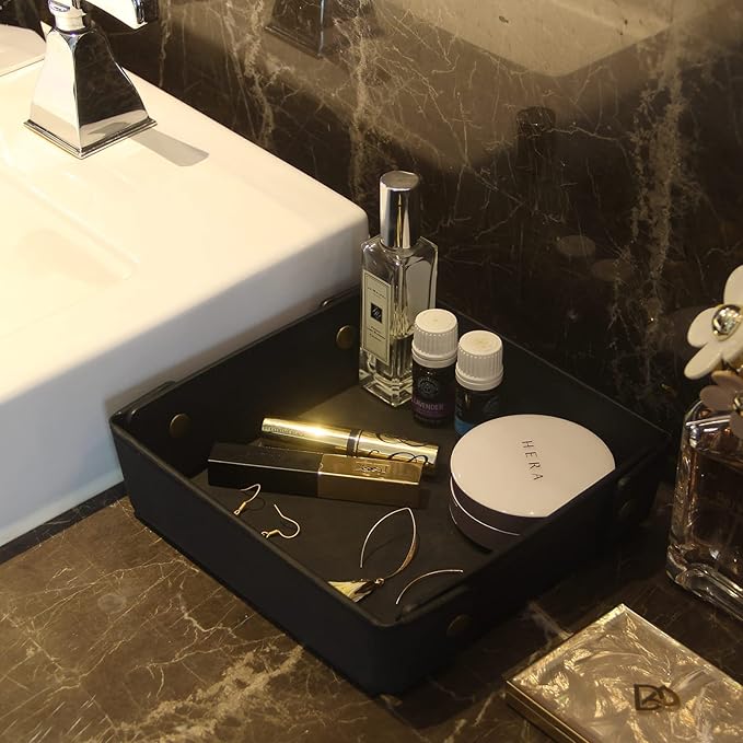 CASIRENA Father's Day Gifts Faux Leather Valet Tray Organizer for Men - Catch-All Tray for Entryway Table Key, Wallet, Watch, Coin Change, Phone, Dresser EDC Dump Jewelry, Bedside Nightstand Desk-top-NeatNest