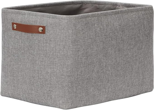 DULLEMELO Storage Baskets Large 16"x12"x12" Tall Rectangular Baskets Fabric Storage Bins for Organizing [1 Pack] Collapsible Linen Shelf Baskets for Clothes, Toys, Closet, Laundry (Grey)-NeatNest