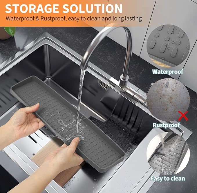 BFONS 30" Magnetic Stove Top Shelf Spice Rack Storage, Silicone Top Heat Material Stove Rack Shelf Flexible Seasoning Organizer Kitchen Shelves Gadgets with 2 Functional Prtitions for Kitchen （Grey）-NeatNest