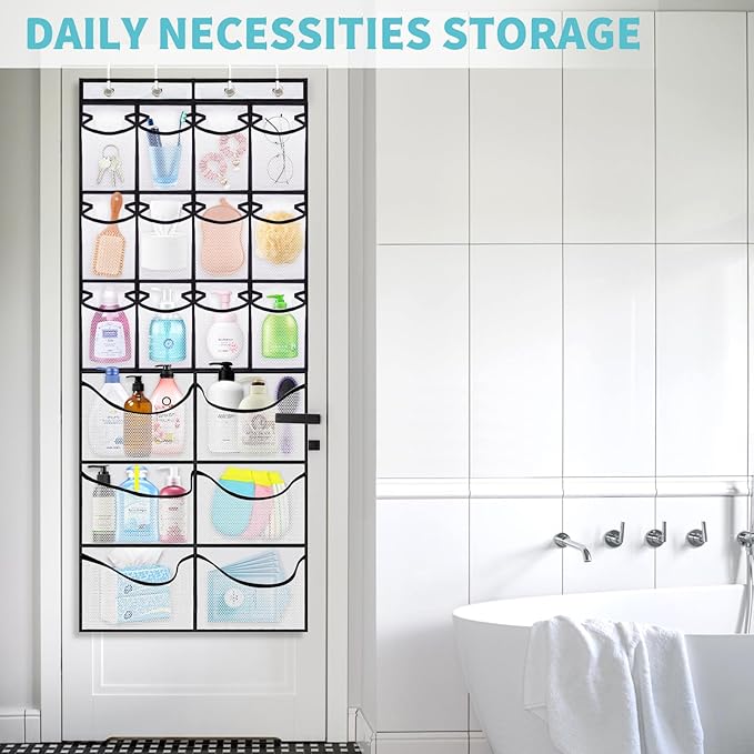 2 Packs Over the Door Shoe Organizer, 36 Large Mesh Pockets Hanging Shoe Boots Rack Holder, Closet Hanging Organizers for Storage Sneakers High Heeled Shoes Slippers (White)-NeatNest