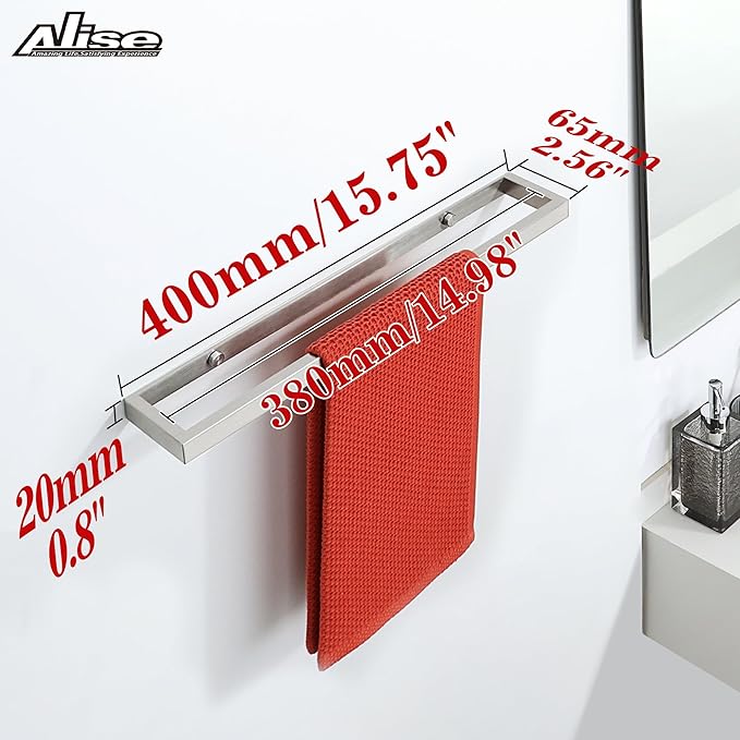 Alise Bath Towel Bar,Wall Mount Towel Holder Towel Rack Towel Hanger for Bathroom Lavatory,16 Inch SUS304 Stainless Steel Towel Rail,Brushed Finish GJF040-LS