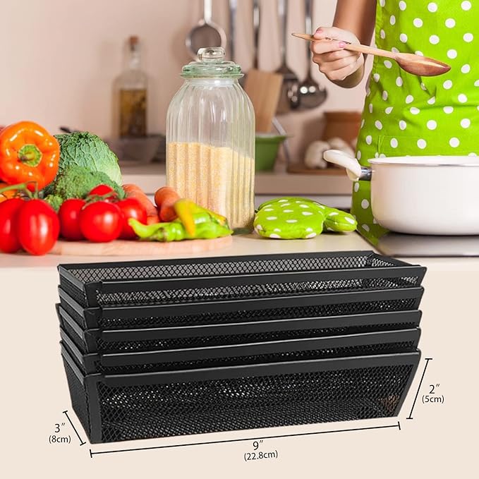 2PCS Drawer Organizer, Mesh Drawer Organizer with Interlocking Arm for Utensil, Cosmetic, Flatware, Pen (9 * 3 * 2 Inches, Black)-NeatNest