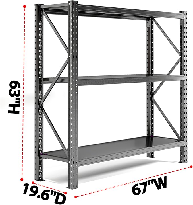 4200LBS Metal Garage Shelving, Strong Load Bearing Heavy Duty Shelves, Industrial Steel Shelves, 5 Tier Adjustable Large Shelf Unit, Multifunctional Storage Rack, 67" W×63" H×19.6" D, Black-NeatNest
