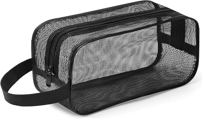 Mesh Shower Caddy Mash Shower Bag Black Portable Mesh Accessories Organizer Tote for Gym College Dorm Room (Black)-NeatNest