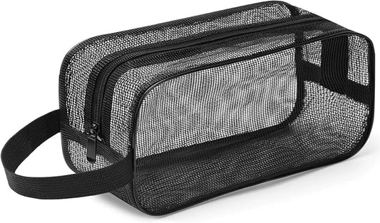 Mesh Shower Caddy Mash Shower Bag Black Portable Mesh Accessories Organizer Tote for Gym College Dorm Room (Black)-NeatNest