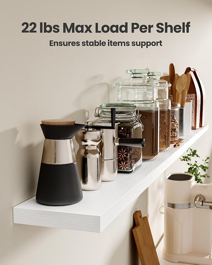 AMADA HOMEFURNISHING 35.4" L Floating Shelves, Wall Shelves Set of 3 for Bathroom/Living Room/Bedroom/Kitchen, White Floating Shelves for Wall Decor with Invisible Brackets - AMFS45W-NeatNest