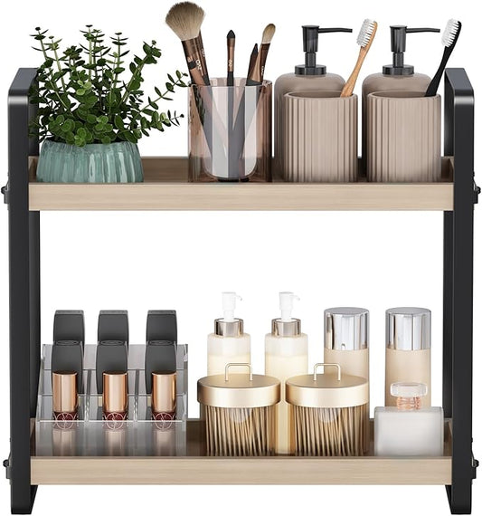 Bathroom Counter Organizer,Bathroom Countertop Organizer,Counter Shelf,Countertop Storage,Organization and Storage,Makeup Shelf,Sink Caddy(Burlywood 2 Tier)-NeatNest