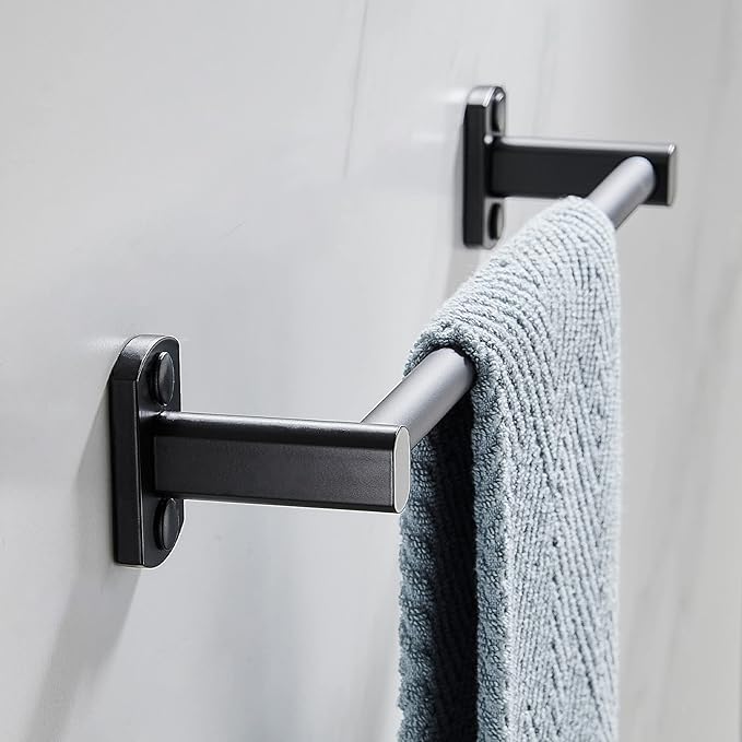 Black Towel Bar, Hand Towel Rack for Bathroom Wall Mounted Towel Hanger, Kitchen Bath Towel Holder, Toilet Towel Rod, 16 Inch