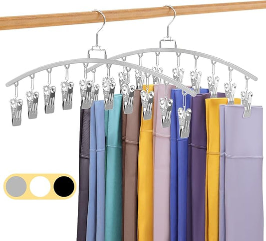 2 Pack Legging Organizer for Closet 360° Swivel, Metal Gym Clothes Organizer w/20 Clips Holds 20 Leggings, Hangers Space Saving, Closet Organizers and Storage, Room Organization Essentials, Grey-NeatNest