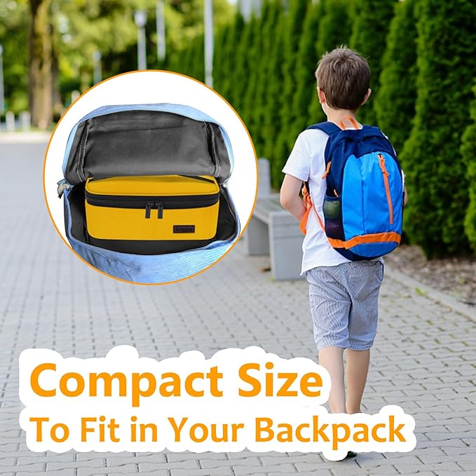 Gloppie Mini Lunch Box Small Kids Lunch Bag Compact LunchBox Bag, CPC Certified | Child-Safe Materials, Insulated LunchBag Reusable Sandwich Containers Snack Box, Yellow-NeatNest