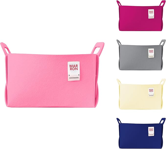 Collapsible Pink Felt Storage Bin Large 14.6"x9.4"x9.4" – Foldable Basket with Handles for Closet, Laundry Room Organization, Toy Storage, Decorative Storage Bins for Shelves, Nursery Storage-NeatNest