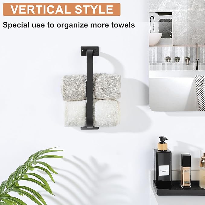 2Pack Bathroom Towel Bar, 10 inch Towel Racks for Bathroom Wall Mounted, SUS304 Stainless Steel Heavy Duty Towel Holder Bathroom Accessories Modern Home Decor, Matte Black Finished