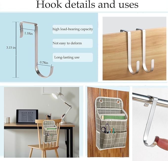 Hanging Basket for Organizing, Wall Organizer with Pockets and Over The Door Organizer，Can for Home, Closet, Office and Camper (Grey Grid2)-NeatNest