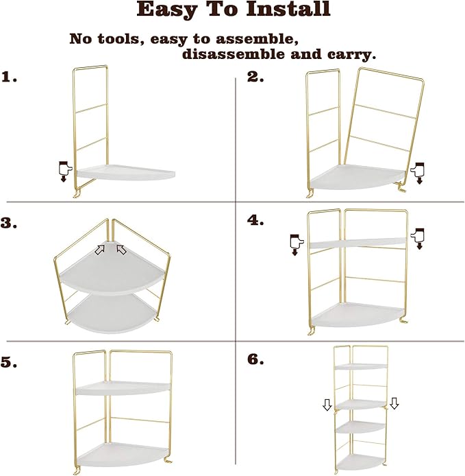 2-Tier Kitchen Spice Rack-Corner Bathroom Shelf- Triangle Standing Storage Rack for Bathroom, Living Room, Bedroom, Kitchen (Golden)-NeatNest
