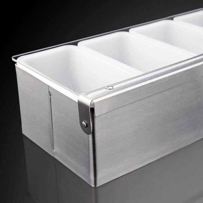 New Star Foodservice 48032 Stainless Steel Condiment Dispenser with 5 Compartments (No Ice Tray)-NeatNest