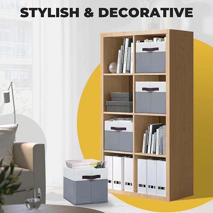 Criusia Large Storage Cubes -6 Set Closet Organizers Bins for Clothes -13 inch Fabric Storage Baskets for Shelves, Cube Organizer/ Toy Storage Organizer/ Dorm Room Essentials/ House warming Gift-NeatNest