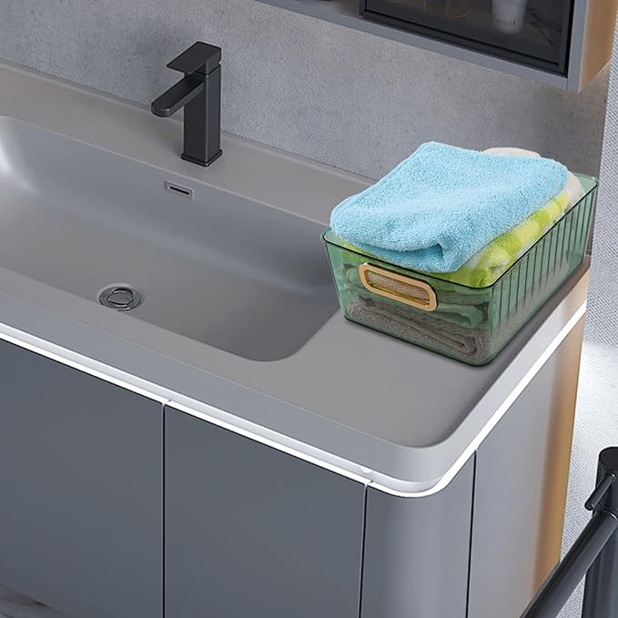 Clear Pantry Storage Organizer Bins, Green, 6 Packs-NeatNest