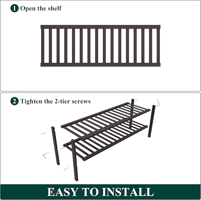 Smiry Bamboo Shoe Rack for Closet, 2 Tier Long Wooden Stackable Shoe Organizer, Free Standing Shoes Storage Shelf for Entryway, Front Door Entrance, Brown-NeatNest