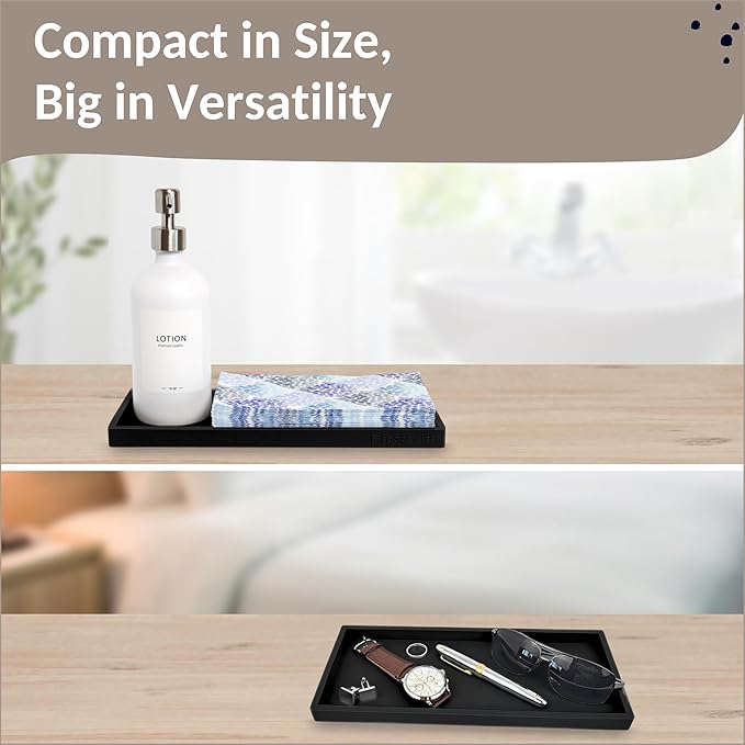 Countertop and Vanity Tray - 2 PC Large 11.7" Silicone Bathroom Trays, Counter Organizer, Dish Soap Sponge Holder Kitchen Sink Tray Organizer, Sink Caddy Toothbrush Key Kitchen Soap Trays-NeatNest