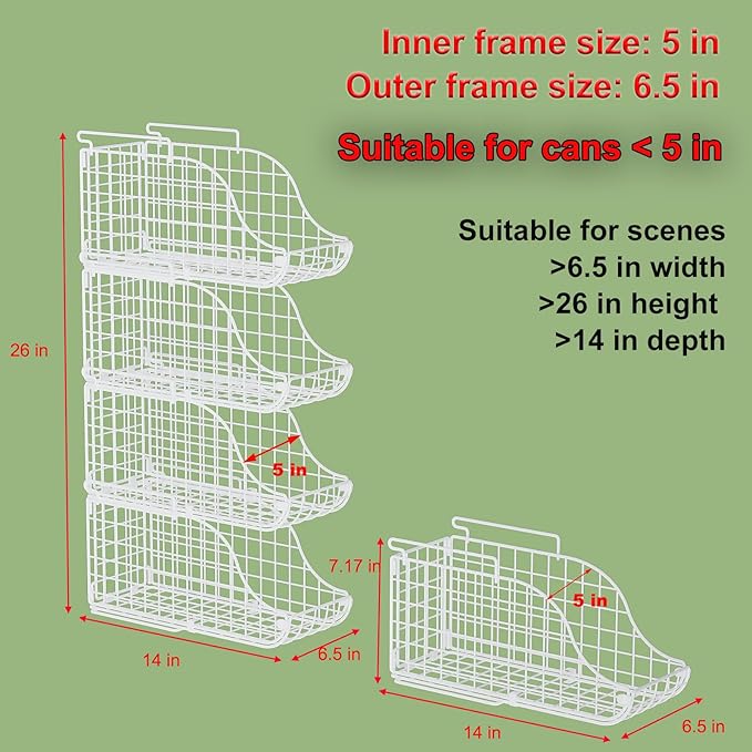 Can Storage Organizer Pantry, Stackable Kitchen Canned Food Holder With Handles, Can Organizer For Pantry Countertop Cabinet, Beverage Drink Pop Soda Can Dispenser Patent Pending (White, 4 Pack)-NeatNest
