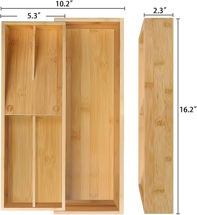 Expandable Bamboo Kitchen Drawer Organizer - Silverware Organizer - Utensil Holder and Cutlery Tray for Flatware Organizers and Kitchen Utensils-NeatNest