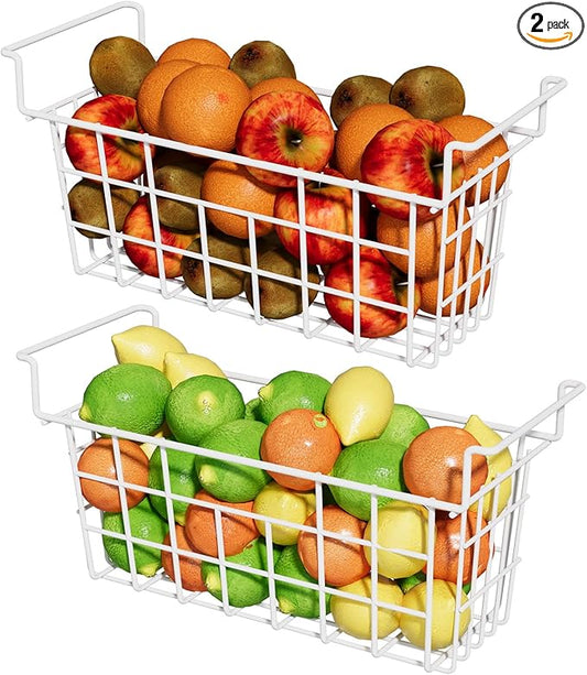 17.5 inch 2Packs Chest Freezer Organizer Bins, Deep Freezer Basket with Hanging Handles, Freezer Baskets, Fridge Organizer bins, Metal Wire Storage Baskets