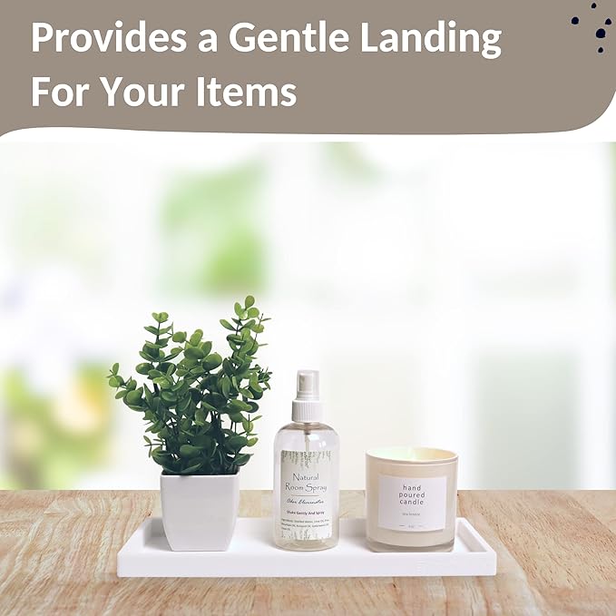 Countertop and Vanity Tray - 11.7" Silicone Bathroom Tray Countertop, Soap Trays for Kitchen Counter, Bathroom Counter Organizer Accessories Sink Caddy, Shower Trays Makeup Mat Oil, White-NeatNest