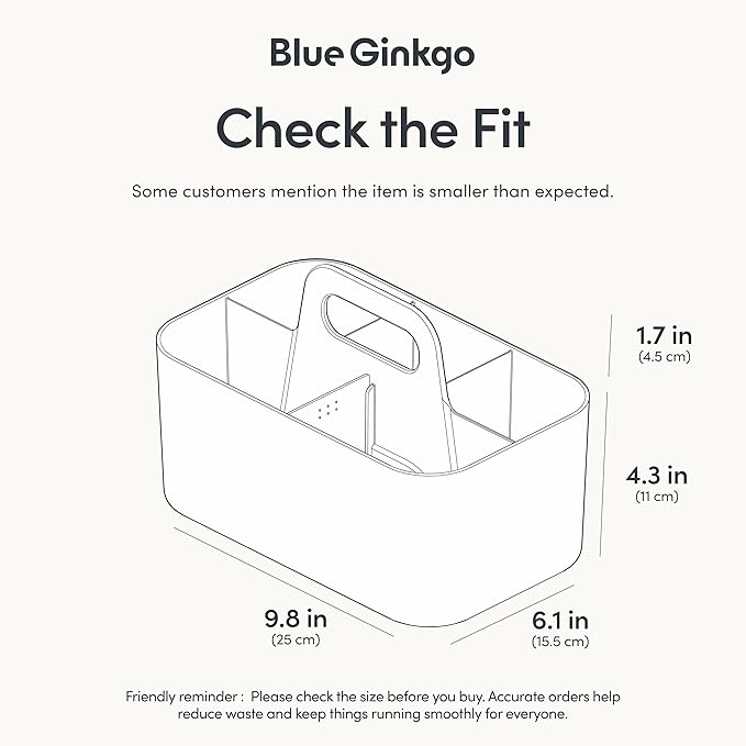 BLUE GINKGO Stackable Organizer Caddy – Korean-Made Portable Tote for Bathroom, Office, Crafts, or School Supplies (Rectangle, White)-NeatNest