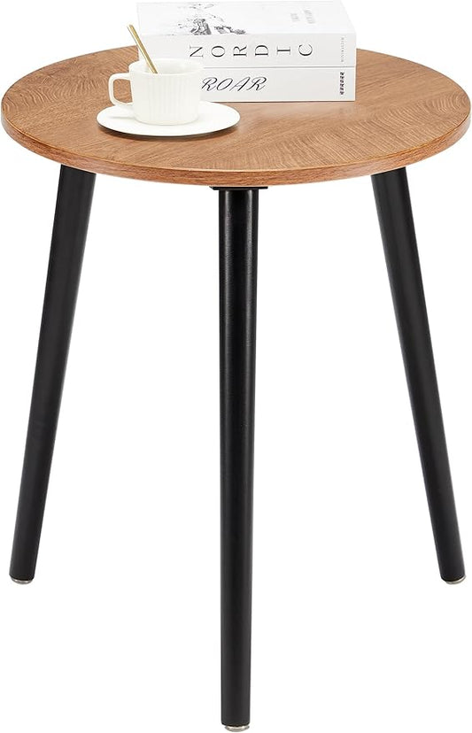 Apicizon Small Round Side Table, Nightstand End Table for Small Spaces, Bedroom, Living Room, Easy Assembly Modern Bedside Table, 16.5 x 20 Inches, Oak-NeatNest