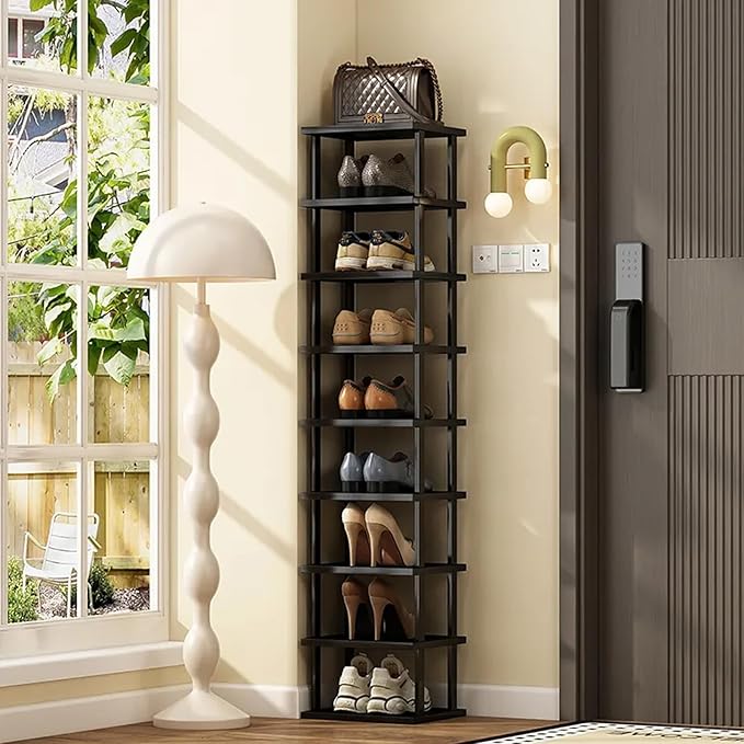 Vertical Shoe Rack - Tall Narrow Shoe Rack Organizer for Small Spaces,17 Tier Bamboo Shoen Shelf for Entryway,Closet,Corner,Doorway,Skinny Shoe Shelf Space Saving Shoe Storage,Free Stackable DIY-NeatNest