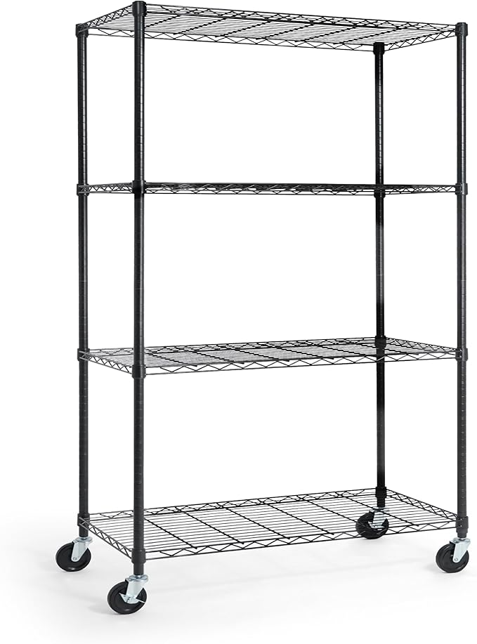 CAPHAUS NSF Commercial Grade Heavy Duty Wire Shelving w/Wheels, Leveling Feet & Liners, Storage Metal Shelf, Garage Shelving Storage, Utility Wire Rack Storage Shelves, 36 x 18 x 76 4-Tier No Liner-NeatNest