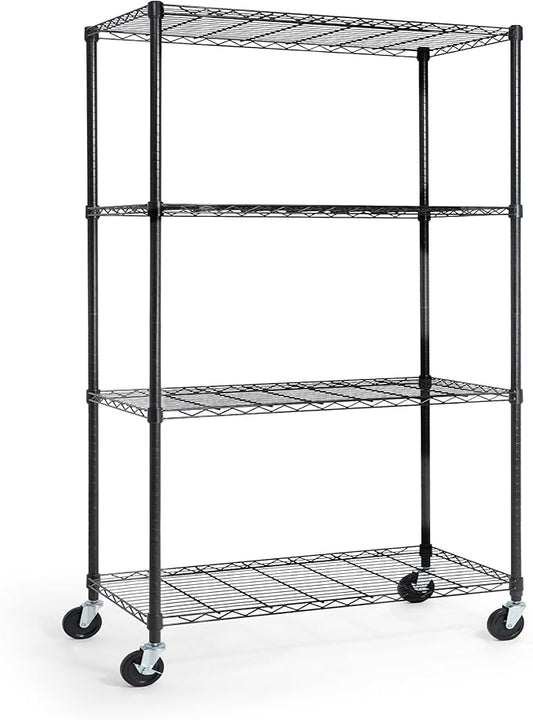 CAPHAUS NSF Commercial Grade Heavy Duty Wire Shelving w/Wheels, Leveling Feet & Liners, Storage Metal Shelf, Garage Shelving Storage, Utility Wire Rack Storage Shelves, 36 x 18 x 76 4-Tier No Liner-NeatNest