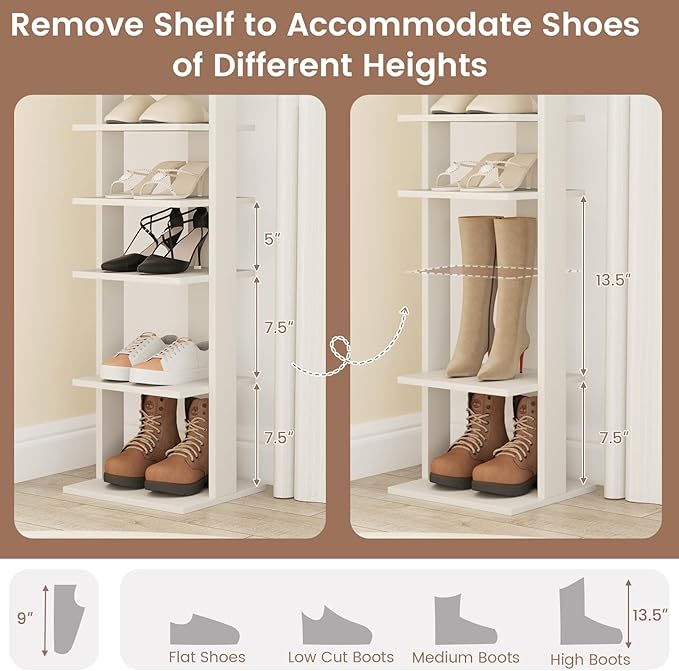 Tangkula 8-Tier Vertical Shoe Rack, Space-Saving Corner Shoe Organizer for 7 Pairs, Narrow Shoe Storage for Entryway, Front Door, or Closet-NeatNest