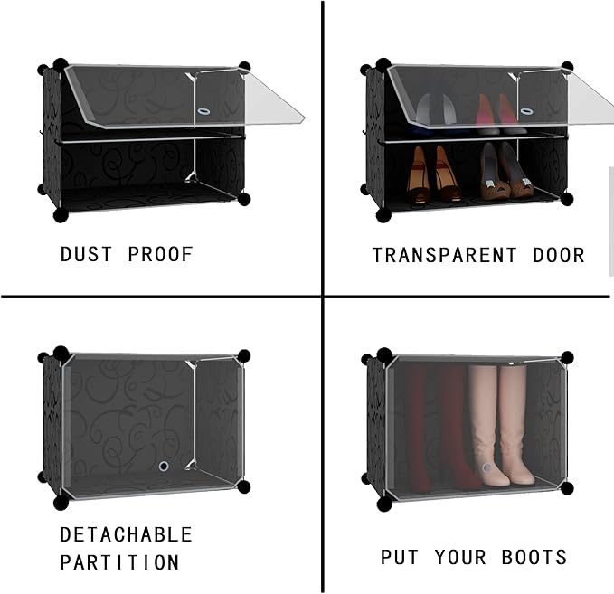 Shoe Rack Organizer, 48 Pair Shoe Storage Cabinet with Door Expandable Plastic Shoe Shelves for Closet,Heels,Boots,Slippers,8 Tier-NeatNest