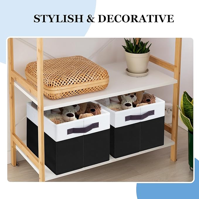 Criusia 8 Pack Large Storage Baskets for Room Organization, Multi-Purpose Bins for Closet, Shelves, Kitchen, Office, Decorative Fabric Foldable Storage Boxes with Handles (14L*10W*9.5H)-NeatNest